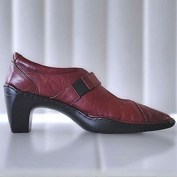 Joseph Siebel burgundy leather tapered square toe pumps - Picture 8 of 10